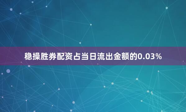 稳操胜券配资占当日流出金额的0.03%